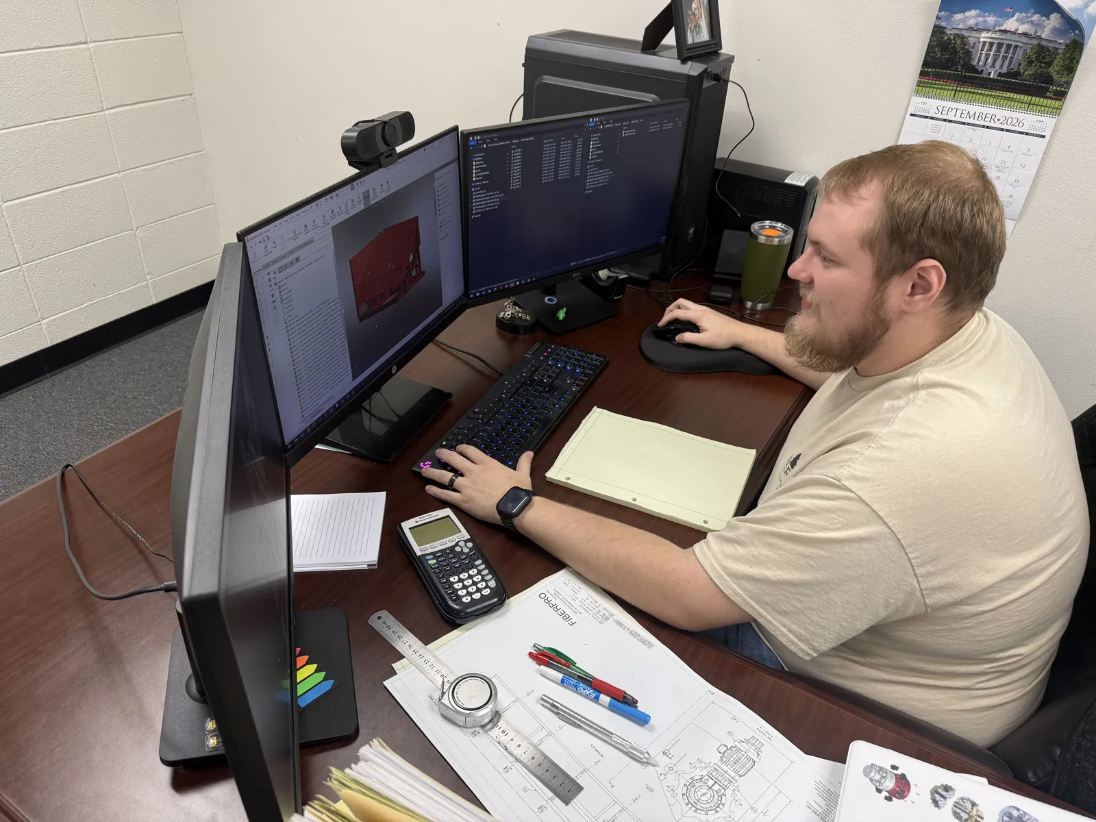 FiberPro engineer designing equipment in 3D software