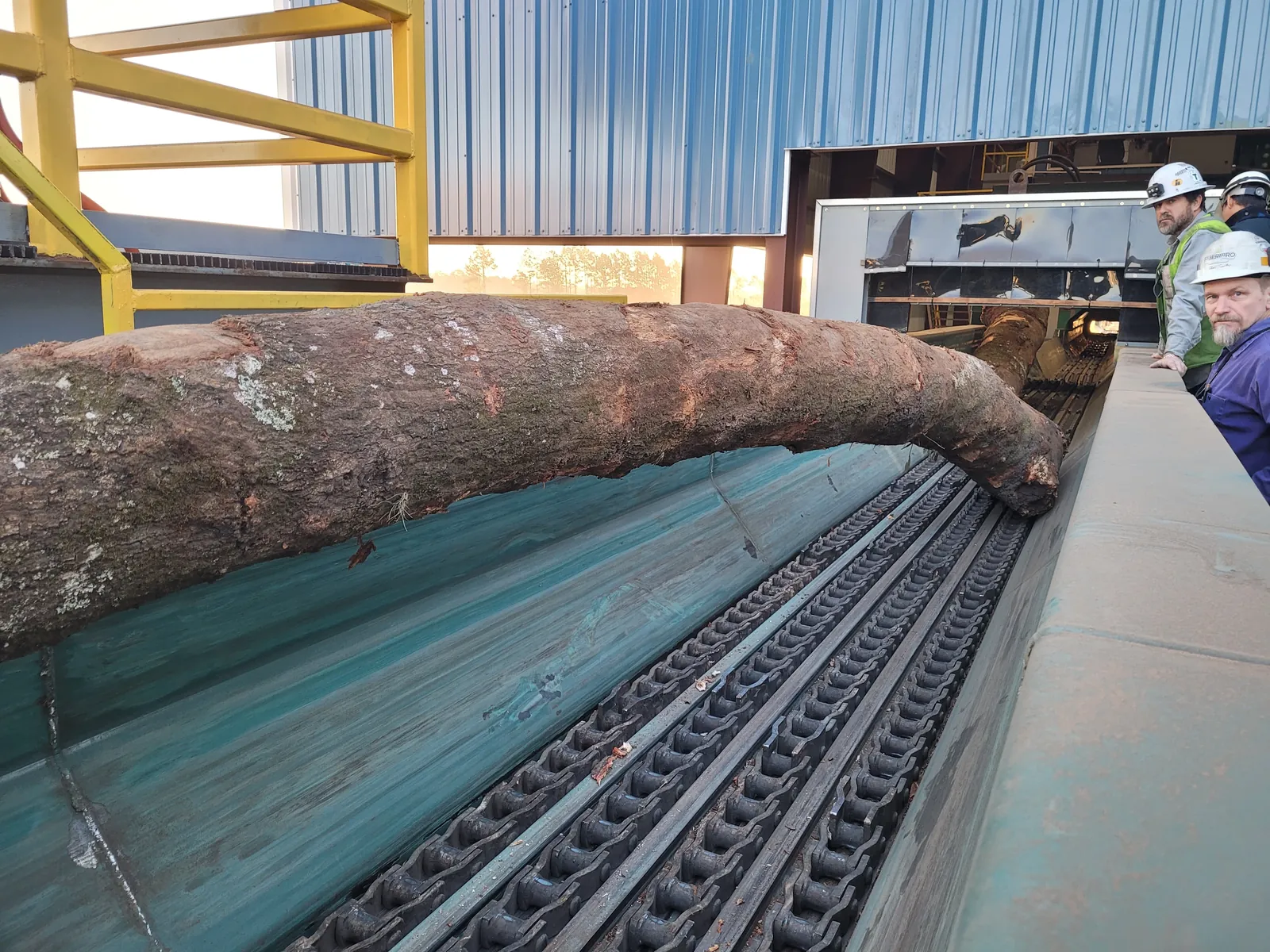 Roundwood debarking handling